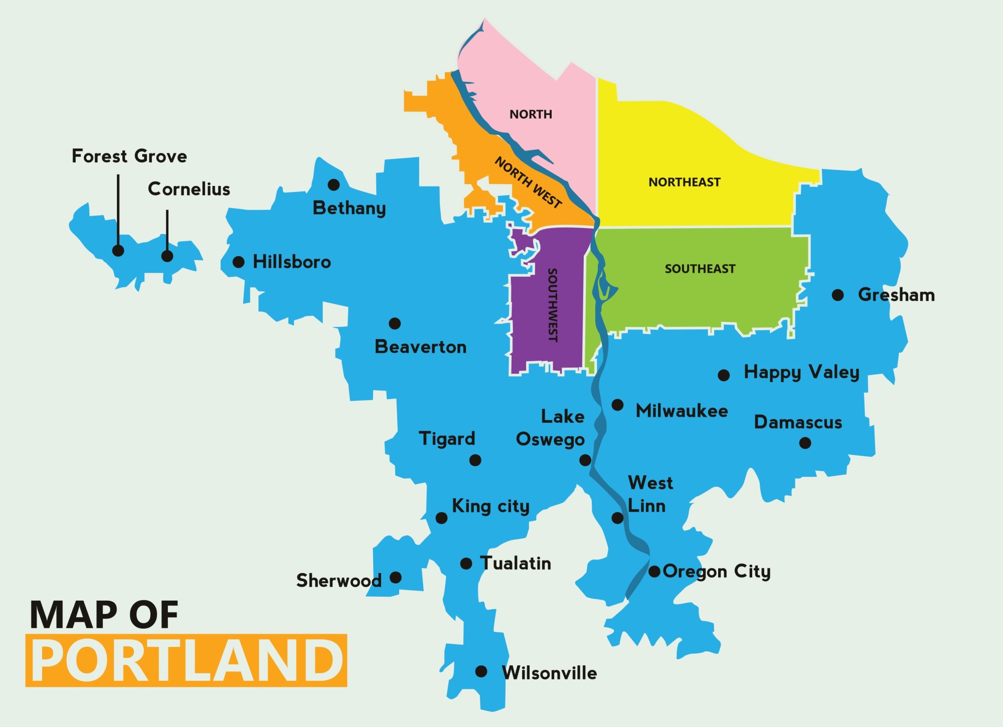 Neighborhoods Of Portland Map 