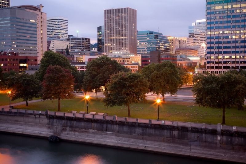 Downtown Portland Oregon at dusk, Should I move to Portland Oregon