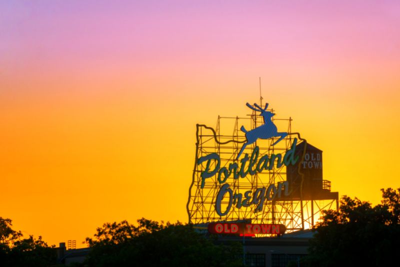 Portland sign at sunset, What not to do when buying a home in Portland Oregon