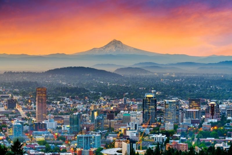 aerial view of Portland Oregon with Mt Hood, How to make $100,000year investing in real estate in Portland Oregon