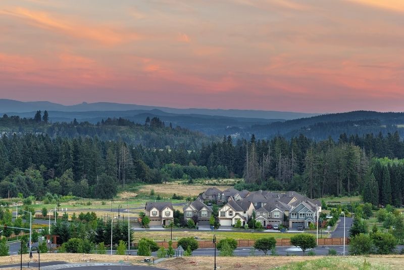 view of Happy Valley Oregon at sunset, Top 5 Best Areas to live in Portland Oregon