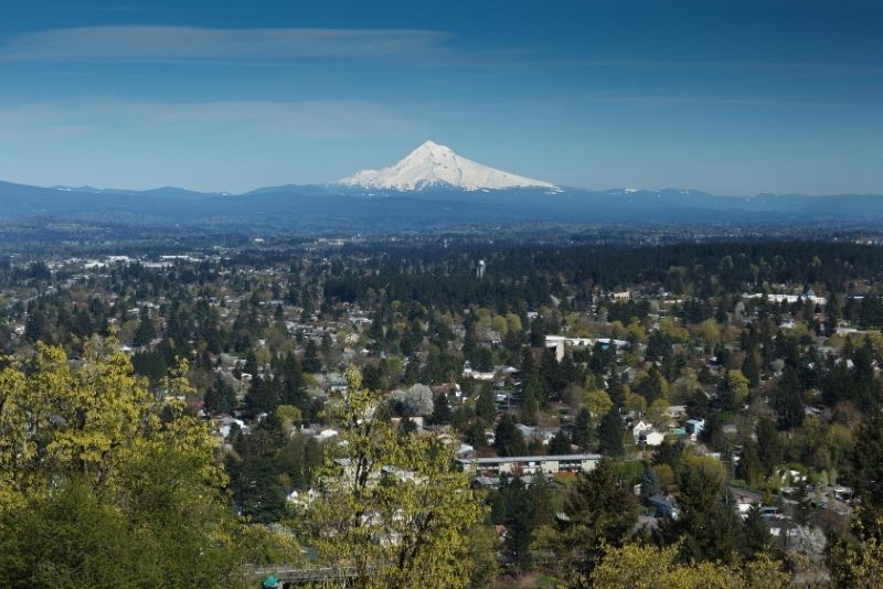 view of Northeast Portland Oregon with Mount Hood in background, Neighborhoods of Northeast Portland Oregon